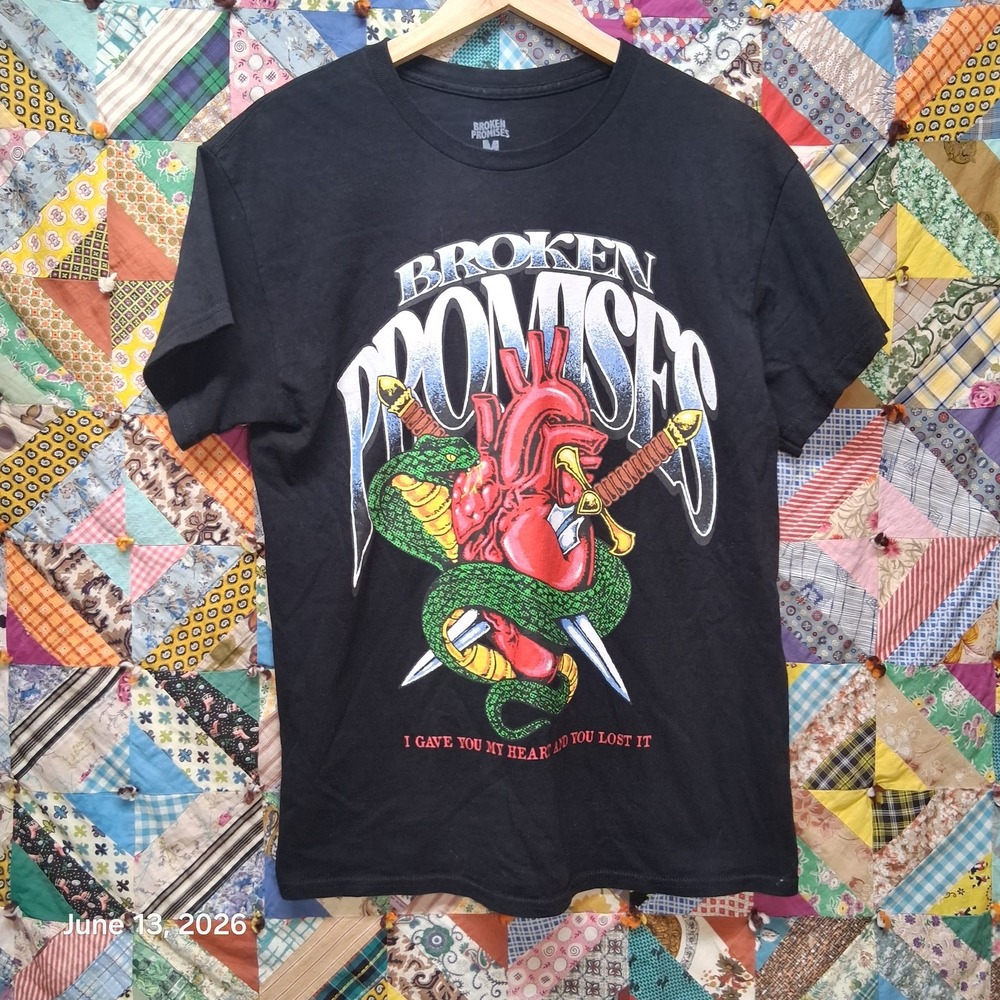 Broken Promises I Gave You My Heart Dagger Snake Shirt Black M